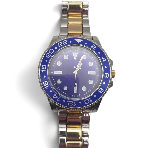 Unbranded Other - Diver Watch Mens OS Blue Silver Gold Like New GMT Japan Movement